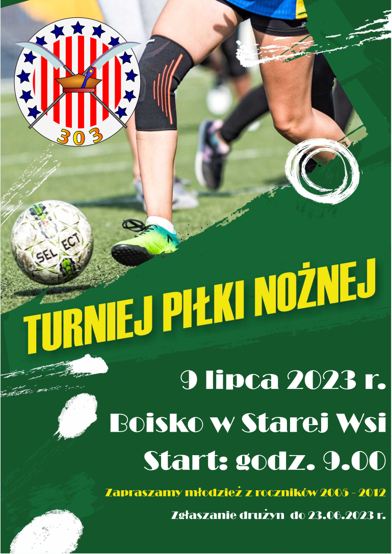 Grafika (plakat) z informacją o turnieju w piłkę nożną